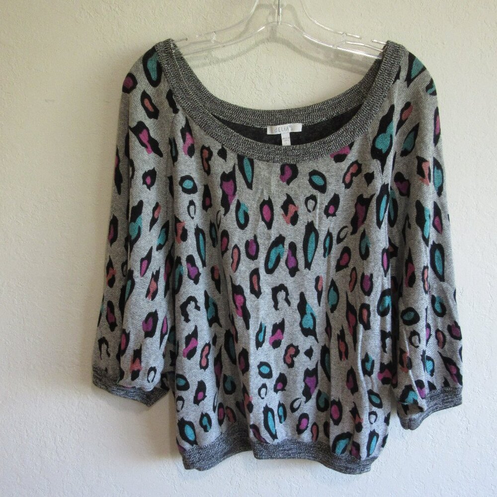 Delia's Multicolor Dolby Sleeve L Pullover Colorful Cotton Top